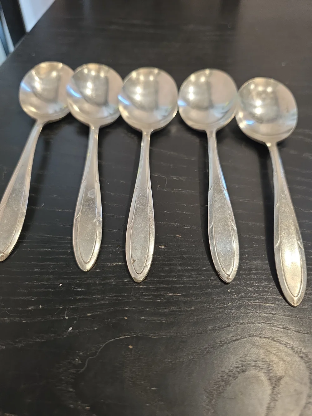 Vtg 5 Spoup Spoons, Oneida, 